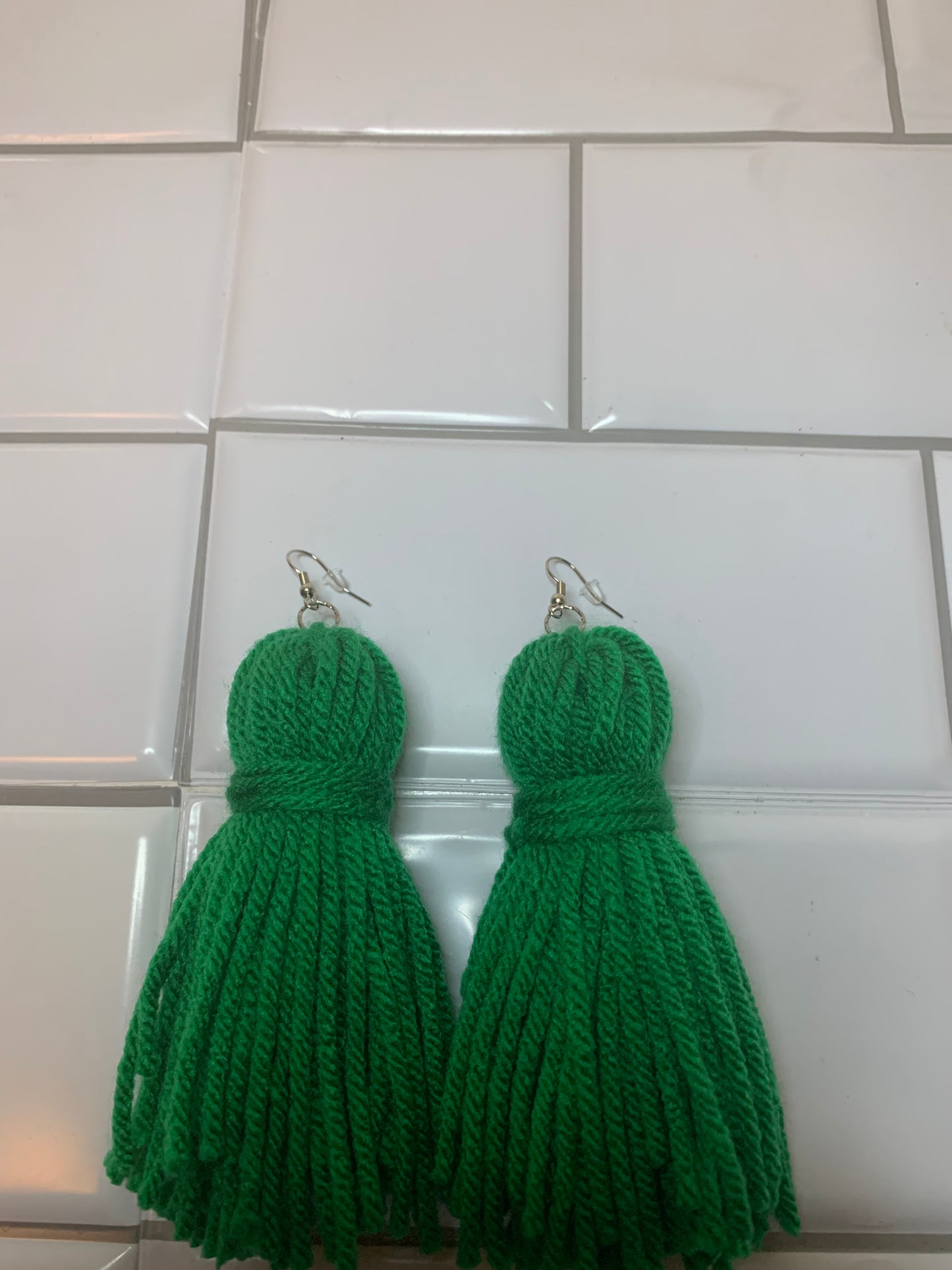 Green Tassel Earrings