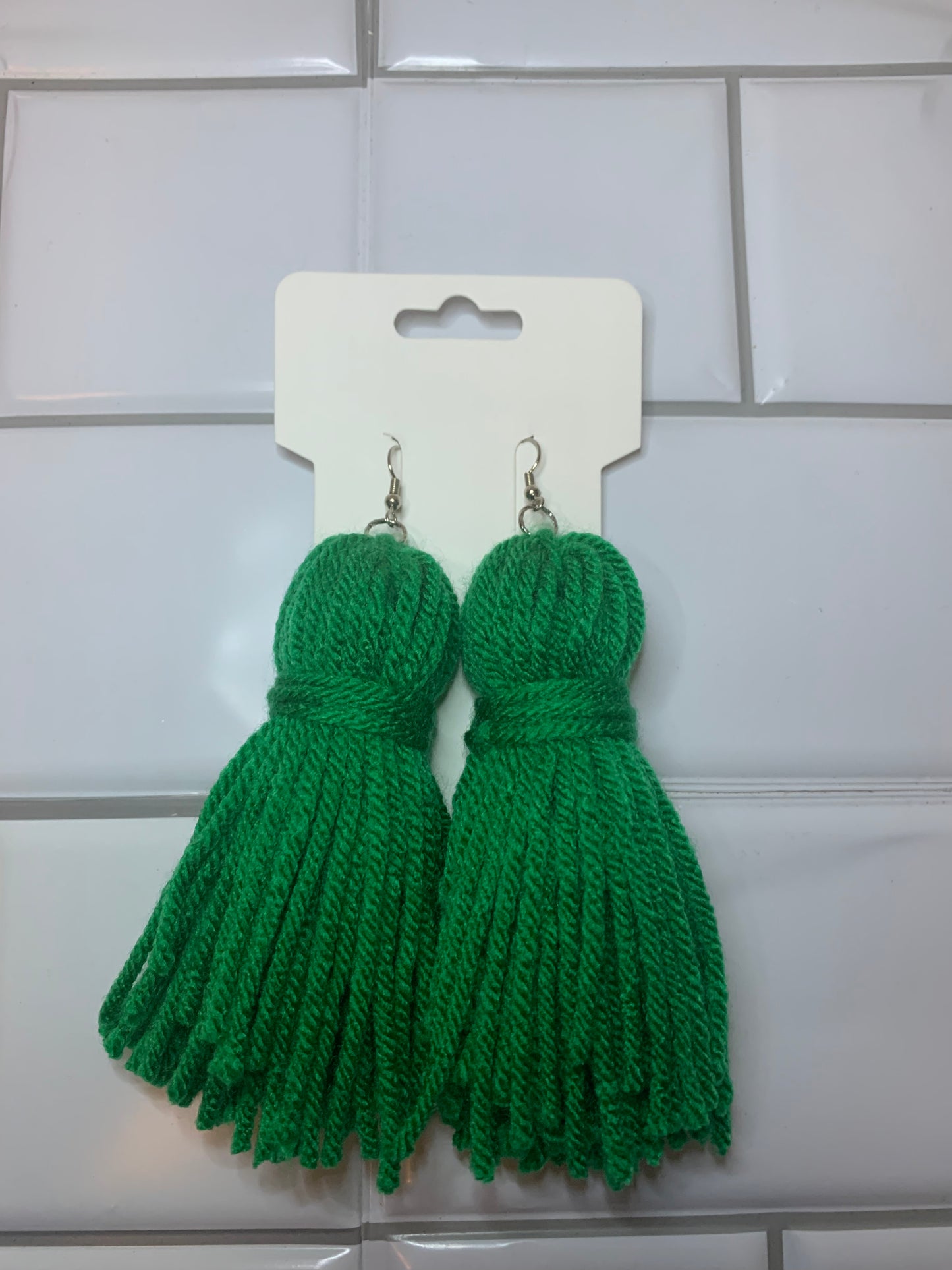 Green  Tassel Earrings