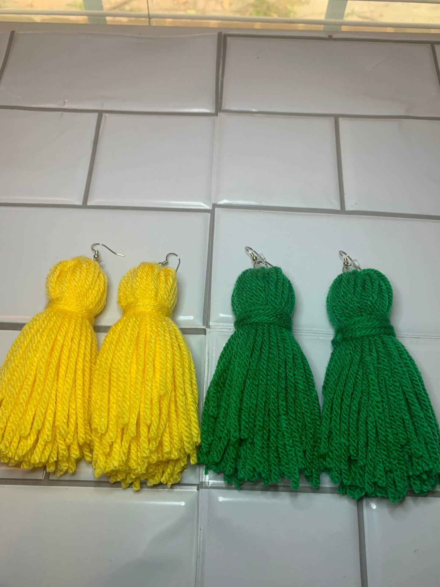 Green  Tassel Earrings