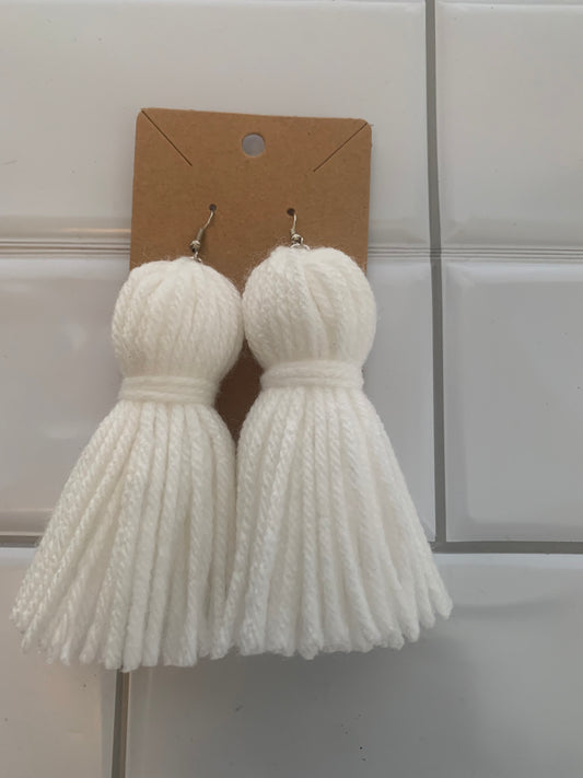 White Tassel Earrings