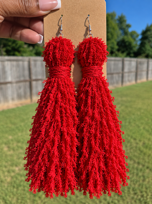 Red Tassel Earrings