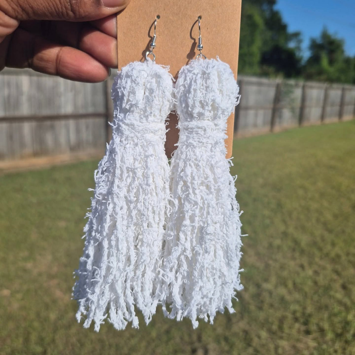 White Tassel Earrings